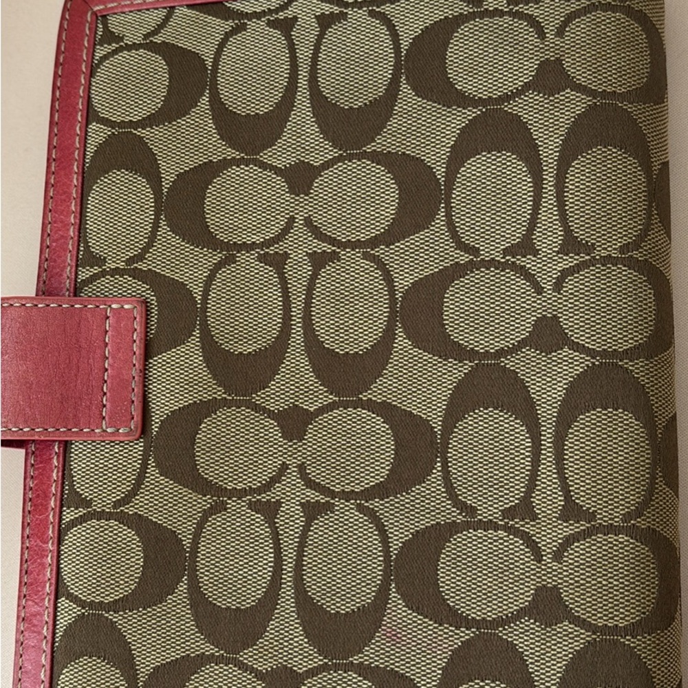 Coach Signature Laptop Case with Pink Trim